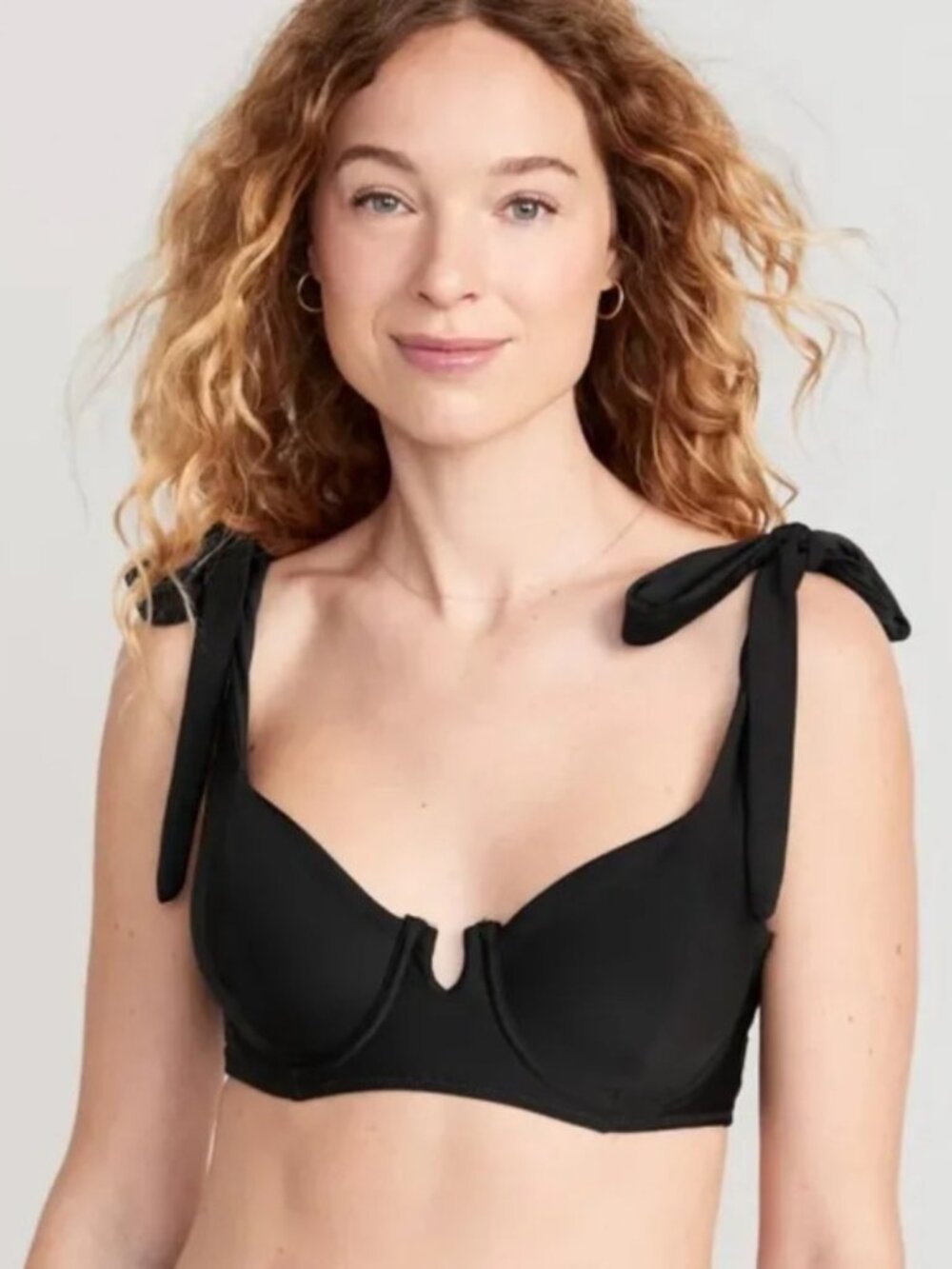 NWT Old Navy Bikini Top Women S Black Tie Strap Underwire Chic Resort Minimalist
